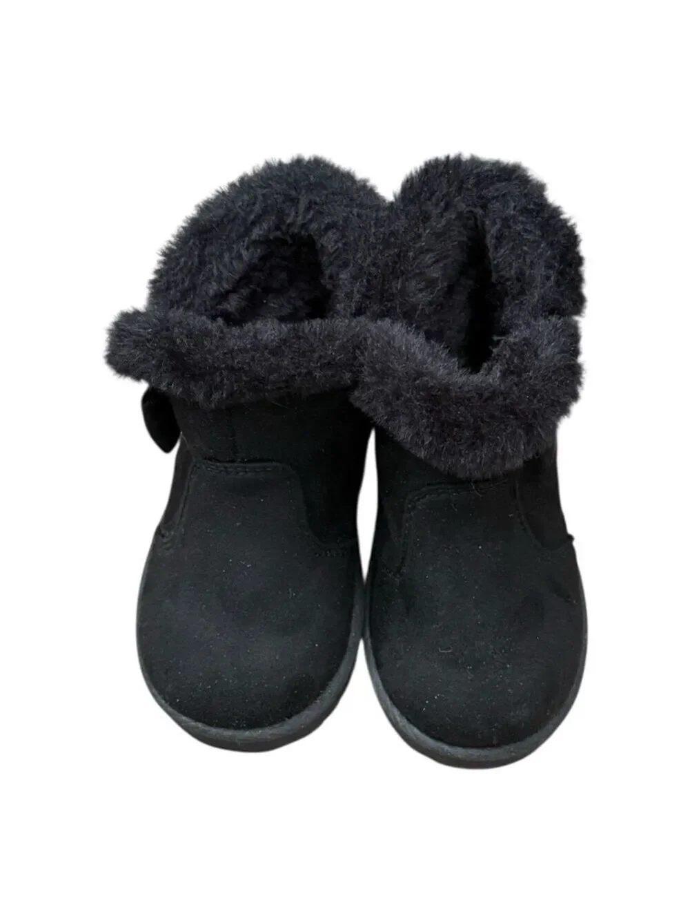 Toddler Girl’s Size 6 Black Faux Fur Bow Winter Boots